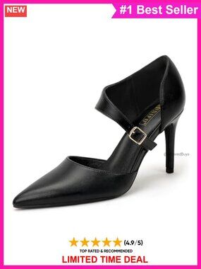 Women Stiletto Heels Pointed Toe D'Orsay Pumps Metal Buckle Dress Shoes